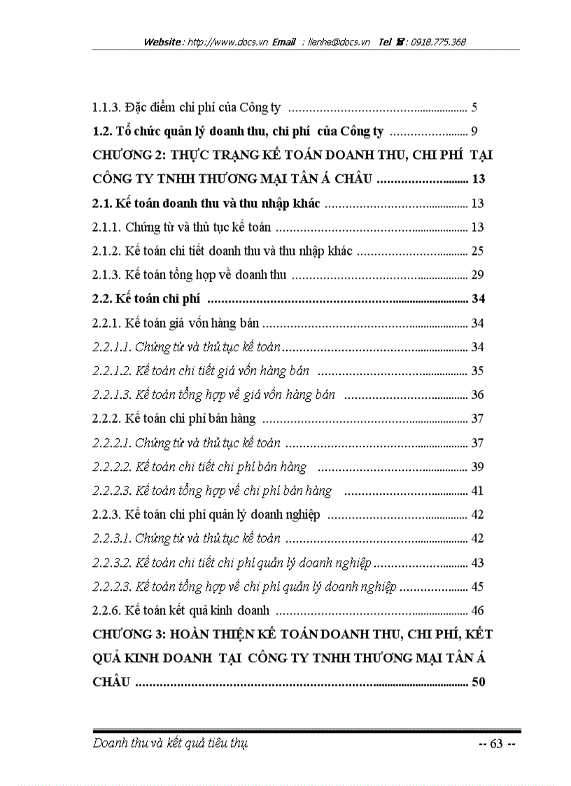 image for page Hoàn thiện kế toán doanh thu chi phí và kết quả kinh doanh tại Công ty TNHH Thương mại Tân Á Châu ko lý luận