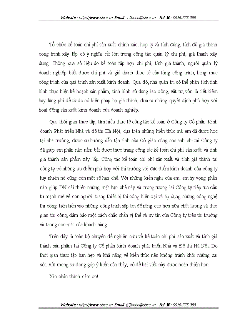 image for page Hoàn thiện kế toán chi phí sản xuất và tính giá thành sản phẩm tại Công ty CP kinh doanh phát triển Nhà và Đô thị Hà Nội