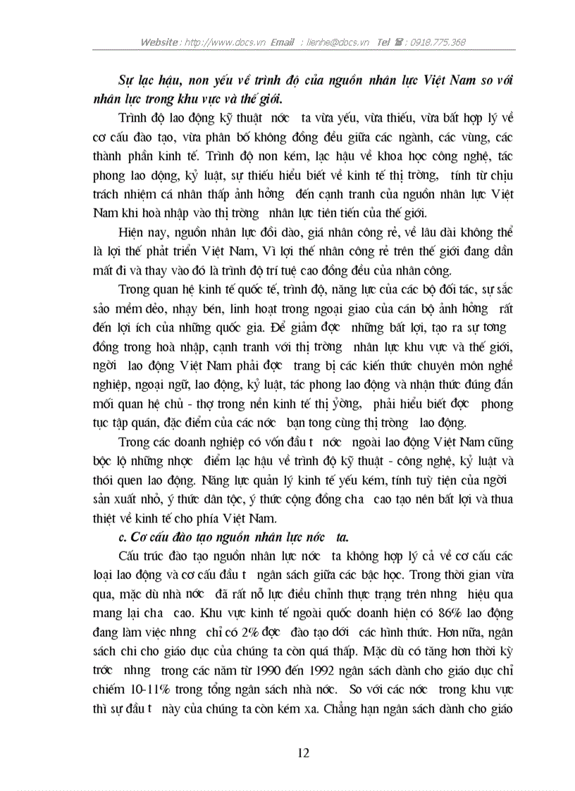 image for page Thực trạng và giải pháp để nâng cao hiệu quả của đào tạo và sử dụng nguồn nhân lực phục vụ cho sự nghiệp công nghiệp hoá hiện đại hoá ở Việt Nam