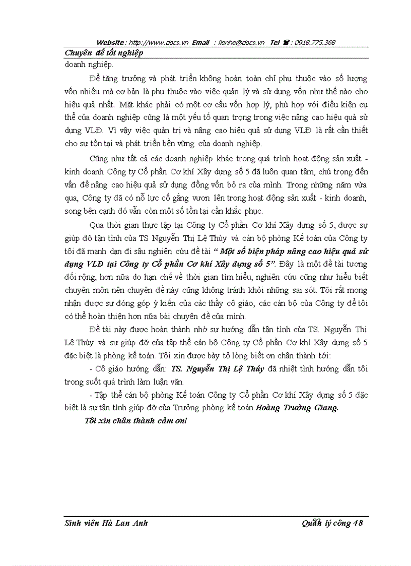 image for page Một số biện pháp nâng cao hiệu quả sử dụng vốn lưu động tại Công ty Cổ phần Cơ khí Xây dựng số 5