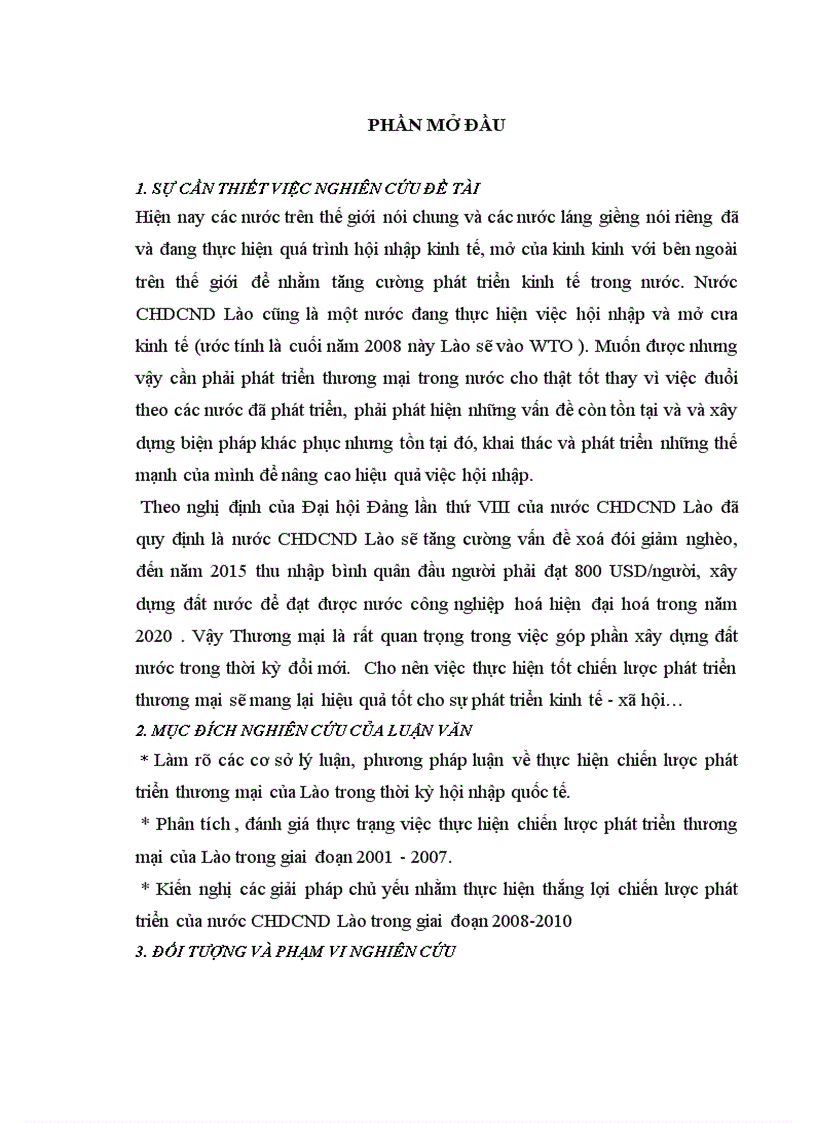 image for page Nghiên cứu tình hình thực hiện chiến lược thương mại của nước CHDCND Lào