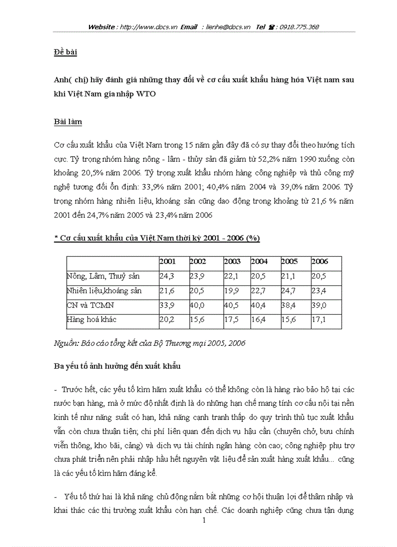 image for page Đánh giá những thay đổi về cơ cấu xuất khẩu hàng hoá Việt nam sau khi Việt Nam gia nhập WTO