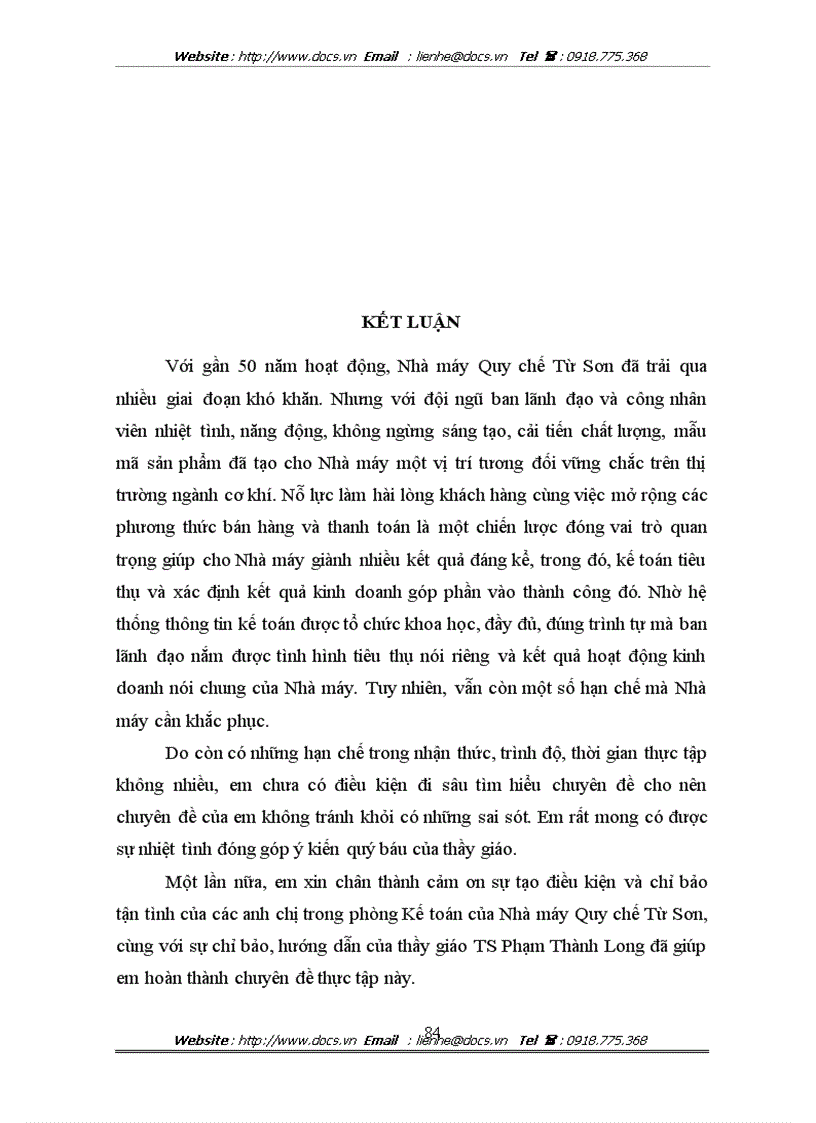 image for page Hoàn thiện kế toán tiêu thụ thành phẩm và xác định kết quả hoạt động kinh tại Nhà máy Quy chế Từ Sơn