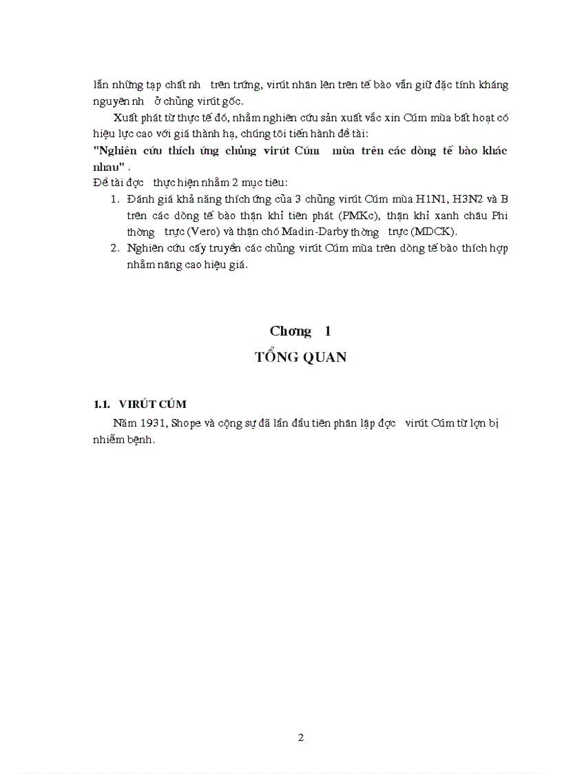image for page Nghiên cứu thích ứng chủng virút Cúm mùa trên các dòng tế bào khác nhau