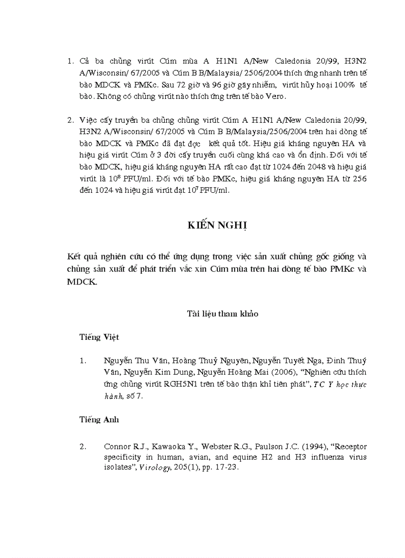 image for page Nghiên cứu thích ứng chủng virút Cúm mùa trên các dòng tế bào khác nhau