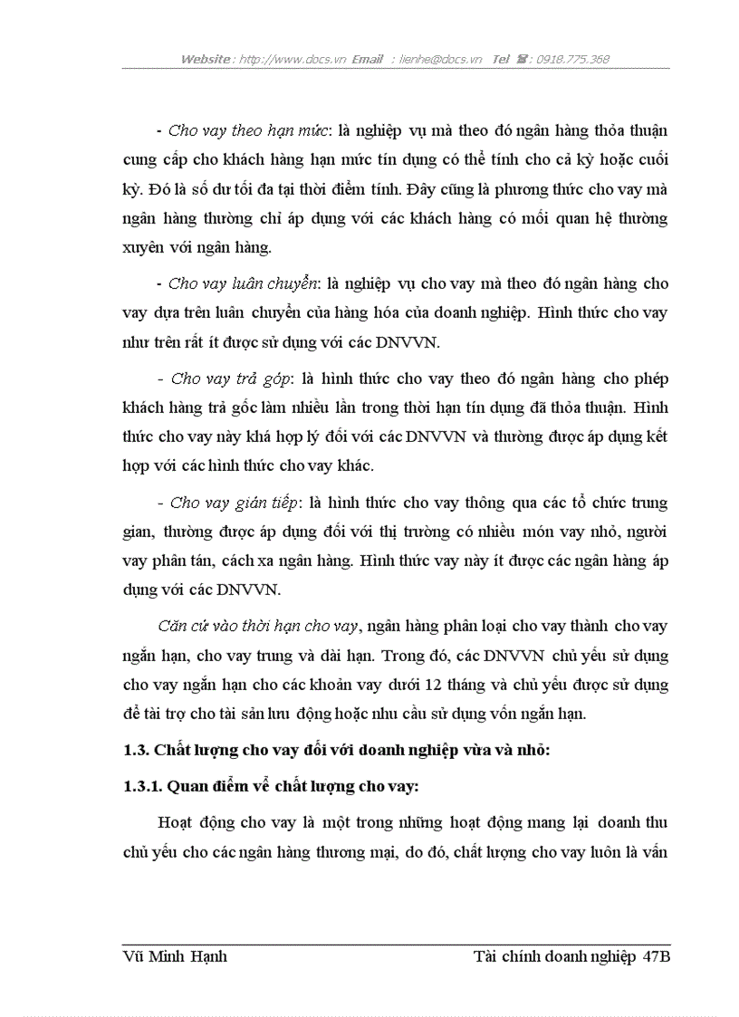 image for page Nâng cao chất lượng cho vay đối với doanh nghiệp vừa và nhỏ tại chi nhánh Láng Hạ Ngân hàng thương mại cổ phần Quân Đội