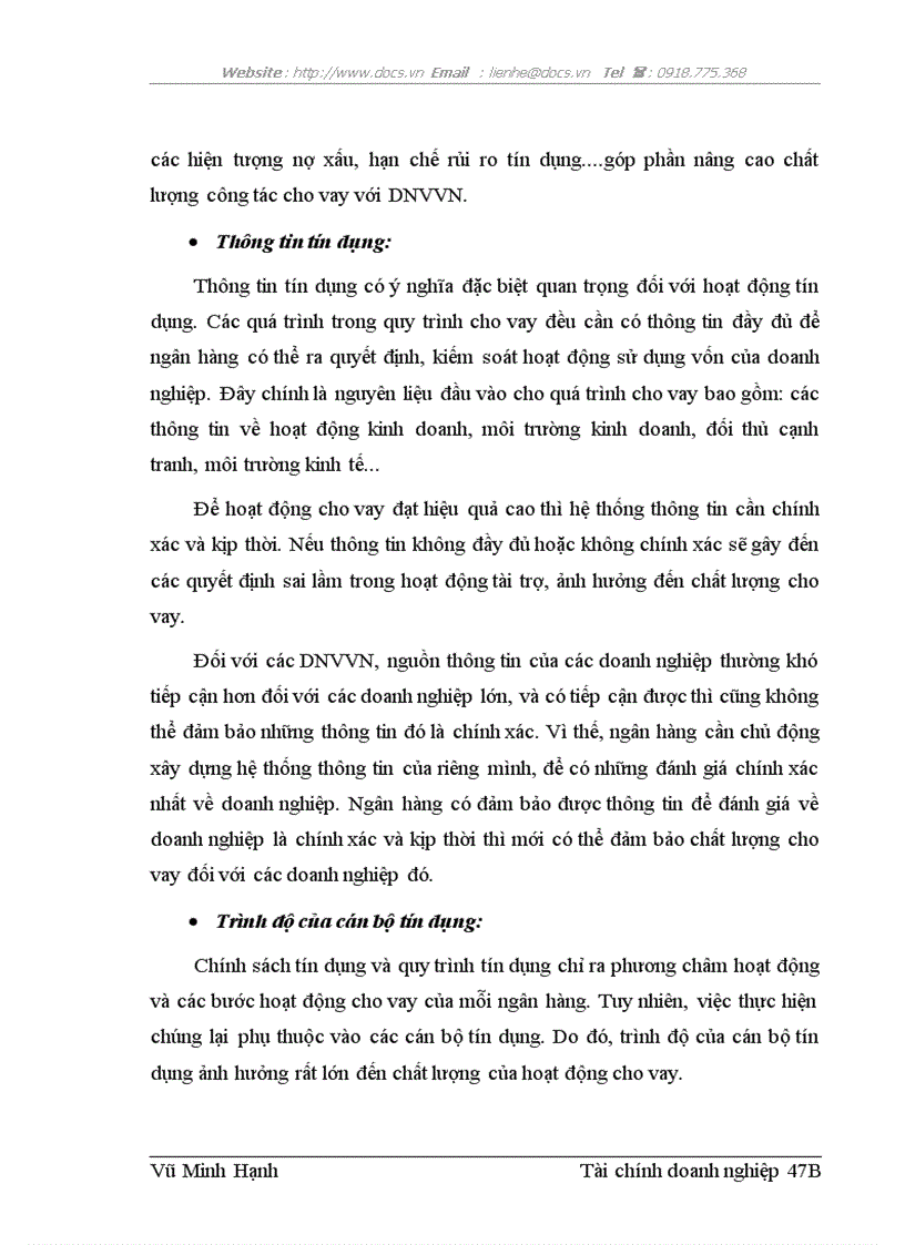 image for page Nâng cao chất lượng cho vay đối với doanh nghiệp vừa và nhỏ tại chi nhánh Láng Hạ Ngân hàng thương mại cổ phần Quân Đội