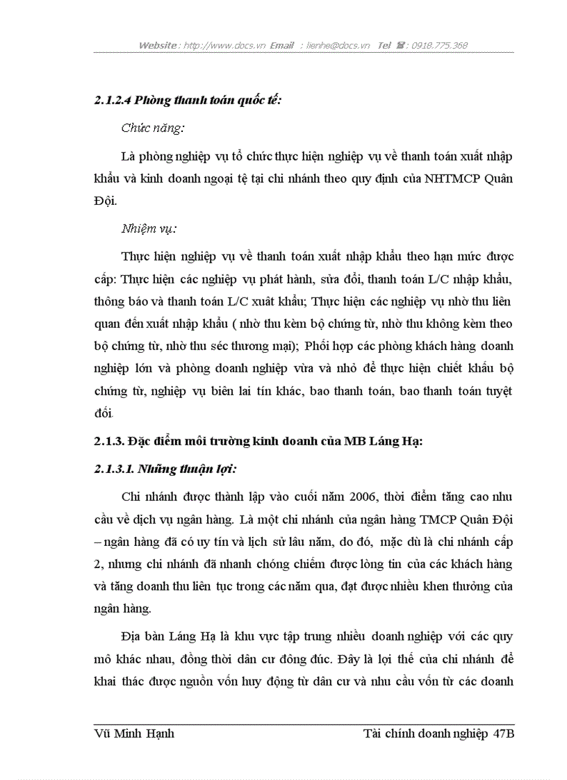 image for page Nâng cao chất lượng cho vay đối với doanh nghiệp vừa và nhỏ tại chi nhánh Láng Hạ Ngân hàng thương mại cổ phần Quân Đội