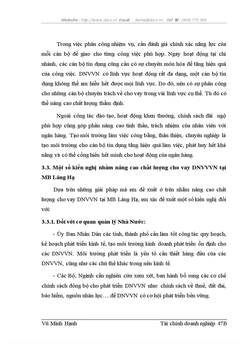 image for page Nâng cao chất lượng cho vay đối với doanh nghiệp vừa và nhỏ tại chi nhánh Láng Hạ Ngân hàng thương mại cổ phần Quân Đội