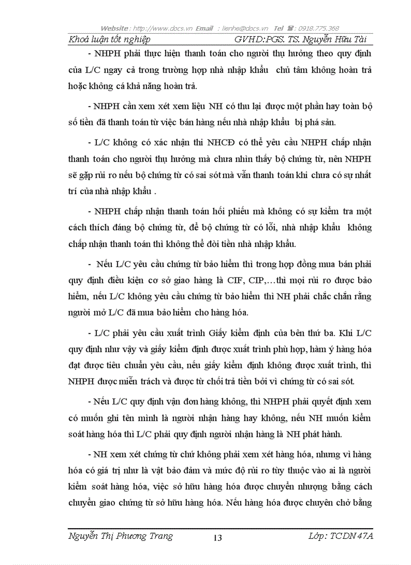 image for page Hạn chế rủi ro trong thanh toán quốc tế theo phương thức tín dụng chứng từ tại bidv hà thành