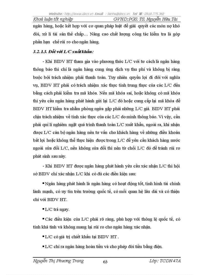 image for page Hạn chế rủi ro trong thanh toán quốc tế theo phương thức tín dụng chứng từ tại bidv hà thành