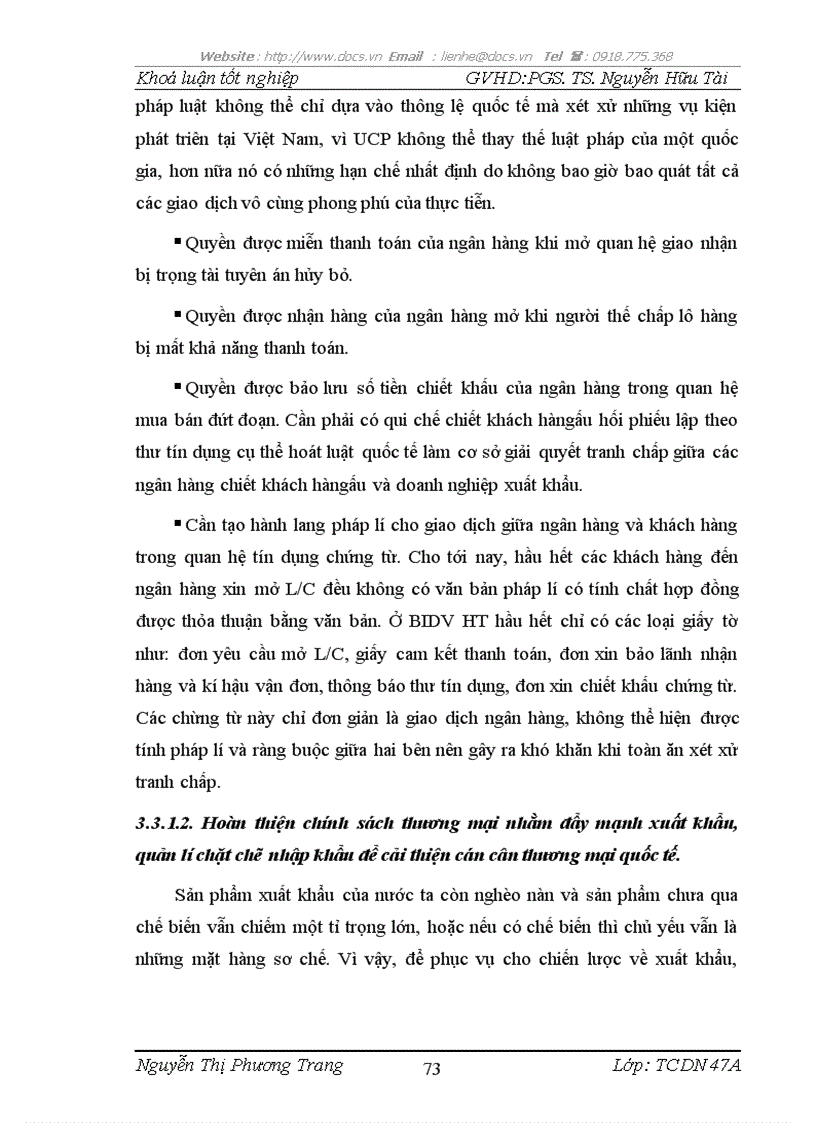 image for page Hạn chế rủi ro trong thanh toán quốc tế theo phương thức tín dụng chứng từ tại bidv hà thành