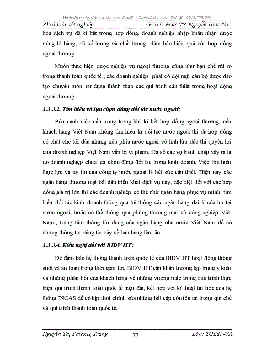 image for page Hạn chế rủi ro trong thanh toán quốc tế theo phương thức tín dụng chứng từ tại bidv hà thành