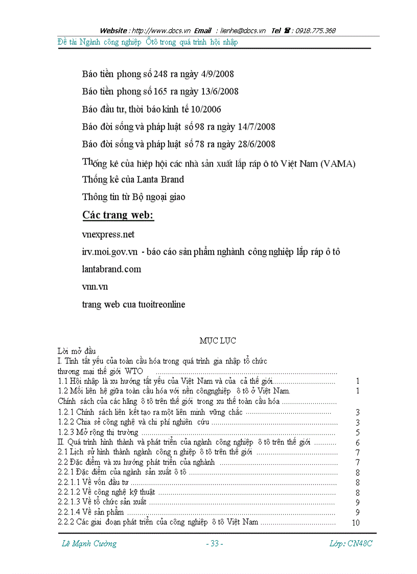 image for page Thực trạng và những biện pháp nhằm nâng cao khả năng cạnh tranh của ngành công nghiệp ô tô tại việt nam trong quá trình hội nhập WTO