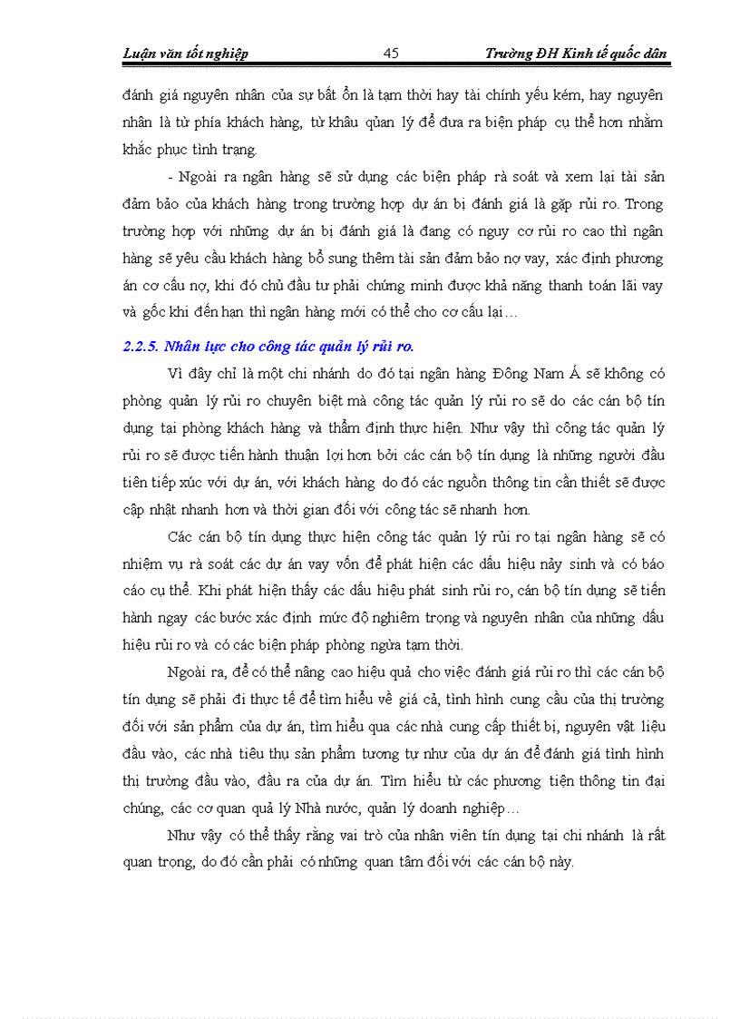 image for page Đánh giá rủi ro khi thẩm định dự án tại ngân hàng tmcp đông nam á chi nhánh hai bà trưng Thực trạng và giải pháp