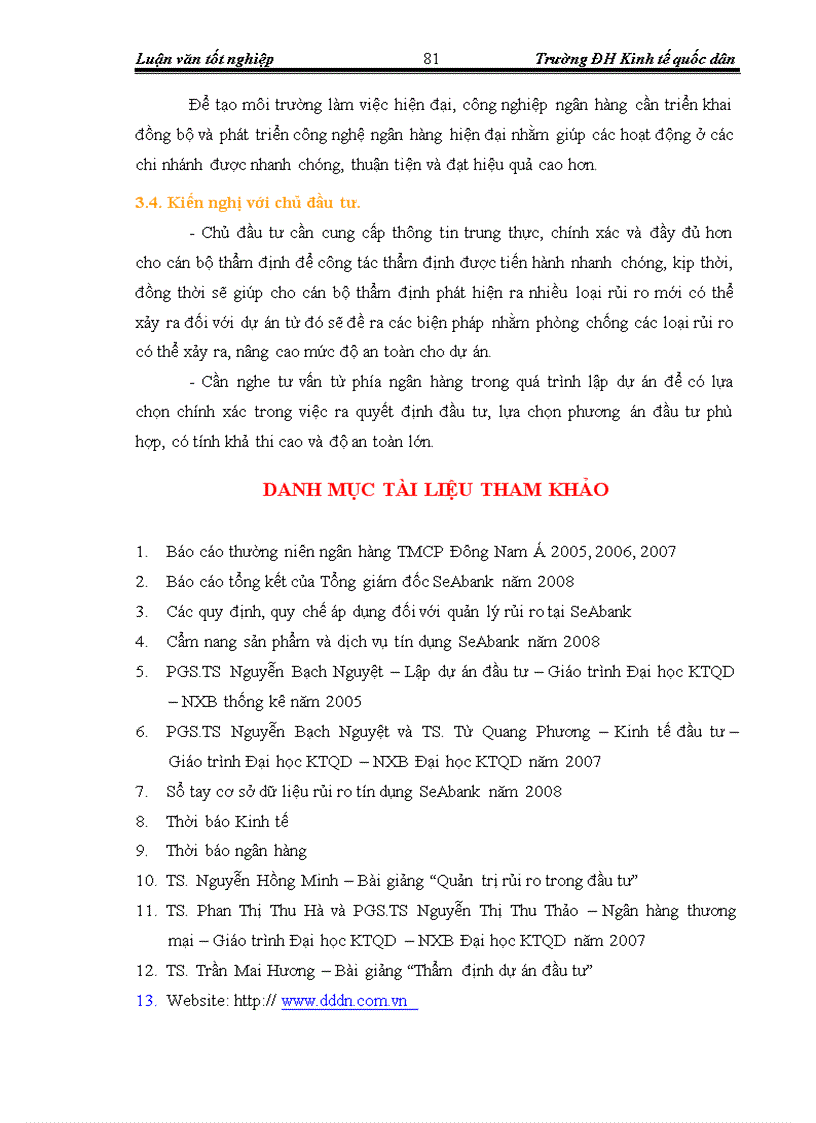 image for page Đánh giá rủi ro khi thẩm định dự án tại ngân hàng tmcp đông nam á chi nhánh hai bà trưng Thực trạng và giải pháp