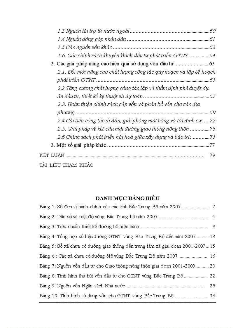 Tăng cường thu hút và sử dụng vốn đầu tư cho giao thông nông thôn vùng bắc trung bộ việt nam giai đoạn 2005 2020