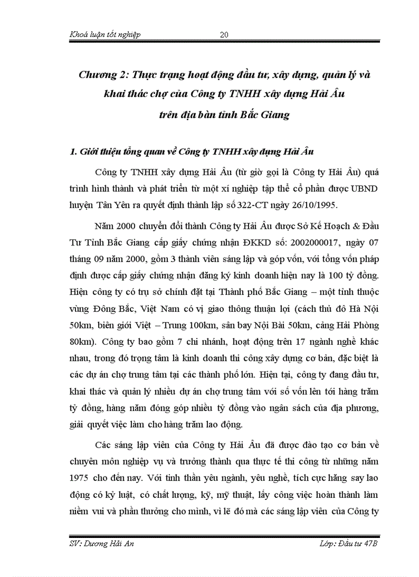 image for page Thực trạng hoạt động đầu tư xây dựng quản lý và khai thác chợ của công ty TNHH xây dựng Hải Âu trên địa bàn tỉnh Bắc Giang