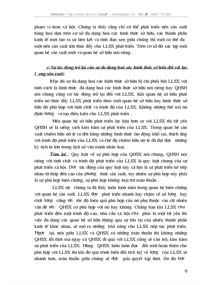 image for page Quan hệ biện chứng giữa sự phát triển của lực lượng sản xuất và sự đa dạng hoá các loại hình sở hữu ở Việt Nam