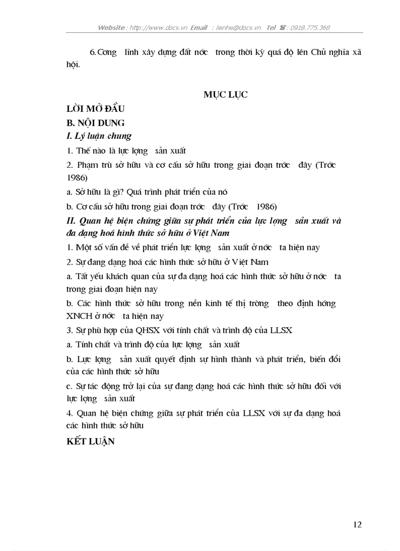 image for page Quan hệ biện chứng giữa sự phát triển của lực lượng sản xuất và sự đa dạng hoá các loại hình sở hữu ở Việt Nam