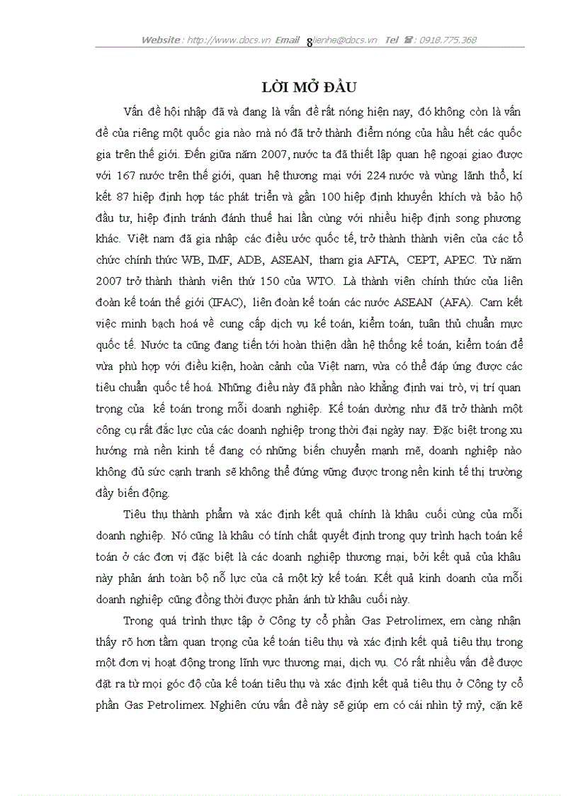 image for page Kế toán tiêu thụ và xác định kết quả tiêu thụ hàng hoá ở Công ty cổ phần Gas Petrolimex