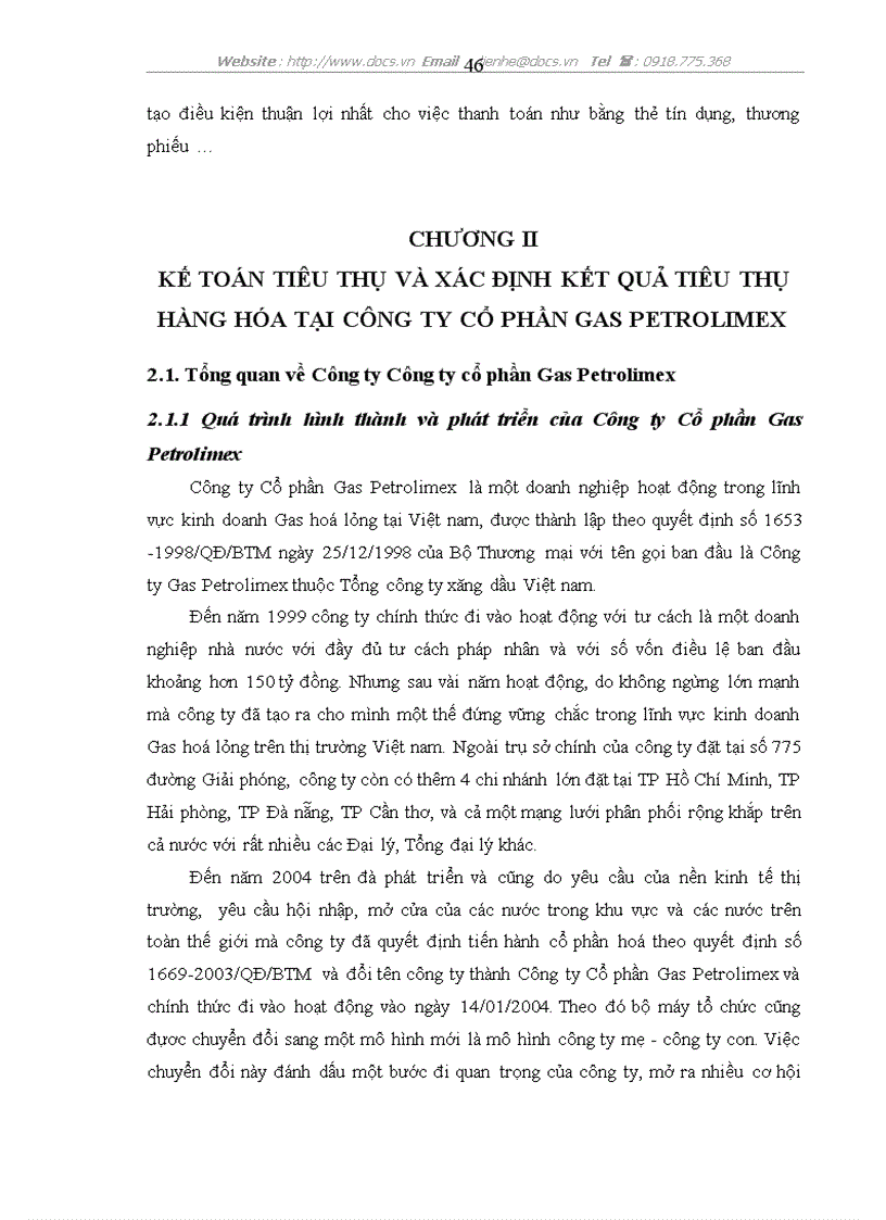 image for page Kế toán tiêu thụ và xác định kết quả tiêu thụ hàng hoá ở Công ty cổ phần Gas Petrolimex