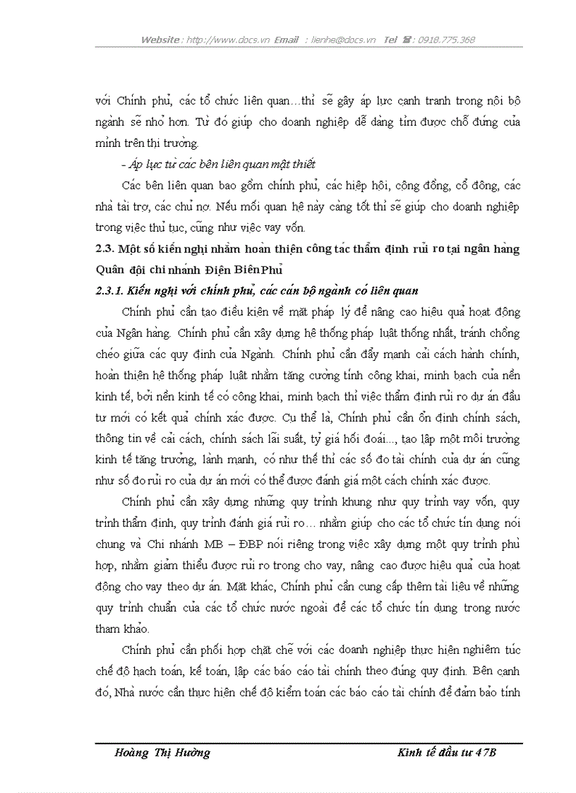 image for page Hoa n thiê n công ta c thâ m đi nh ru i ro dư a n xin vay vô n ta i Ngân ha ng TMCP Quân đô i chi nha nh Điê n Biên Phu