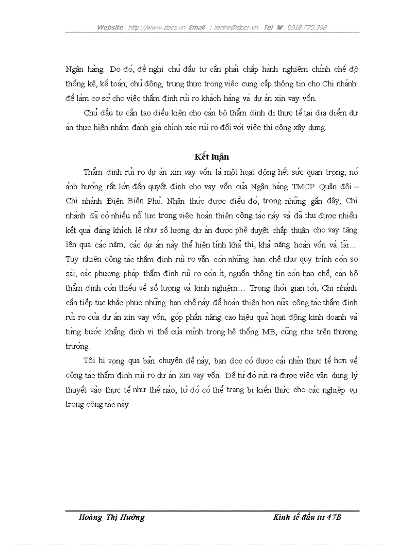 image for page Hoa n thiê n công ta c thâ m đi nh ru i ro dư a n xin vay vô n ta i Ngân ha ng TMCP Quân đô i chi nha nh Điê n Biên Phu