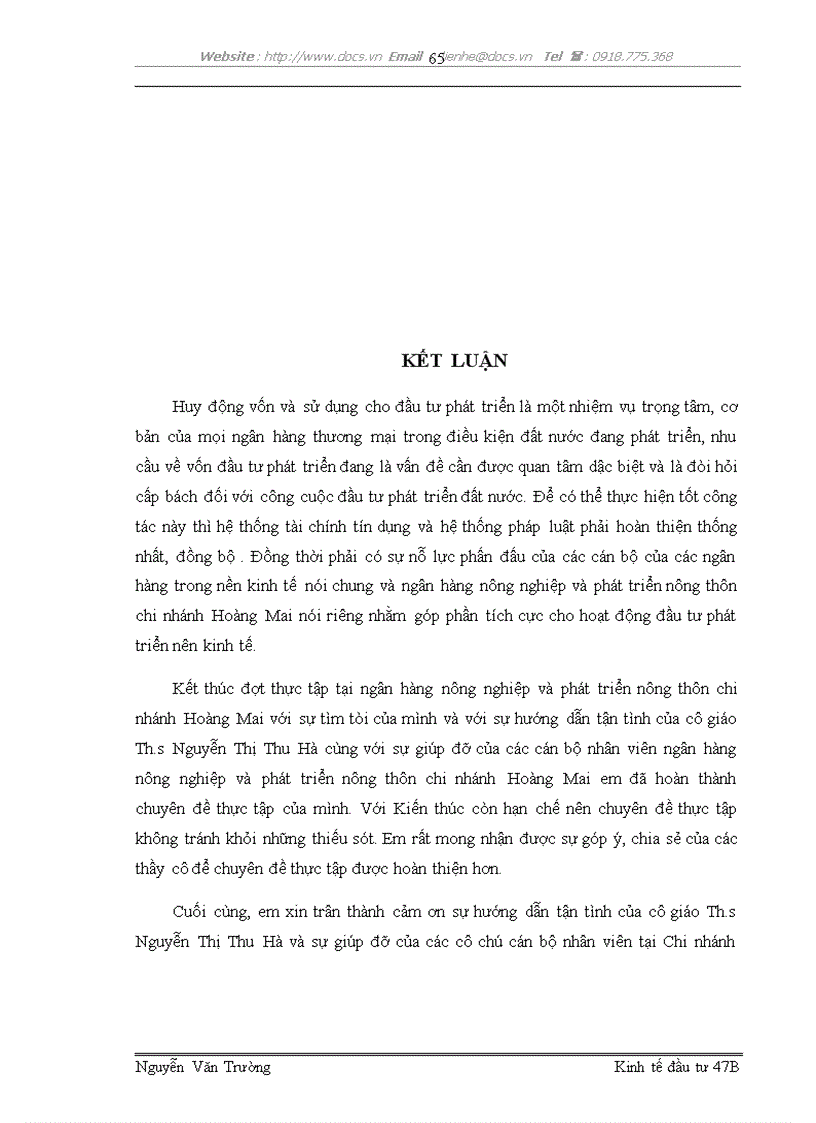 image for page Tăng cường khả năng huy động vốn và sử dụng vốn cho đầu tư phát triển tại ngân hàng nông nghiệp và phát triển nông thôn Hoàng Mai