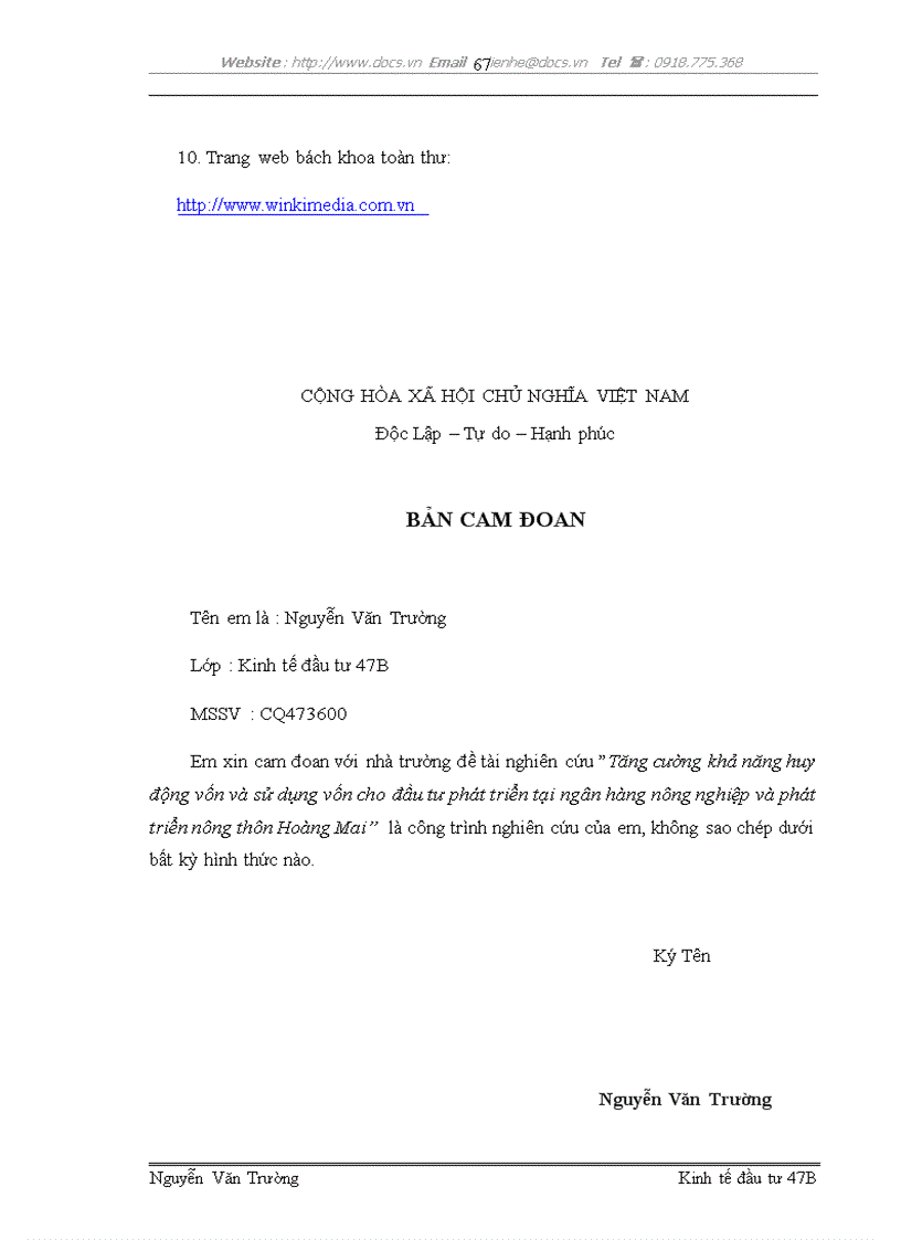 image for page Tăng cường khả năng huy động vốn và sử dụng vốn cho đầu tư phát triển tại ngân hàng nông nghiệp và phát triển nông thôn Hoàng Mai