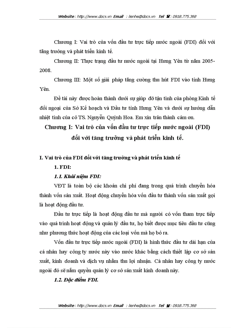 1số giải pháp tăng cường thu hút FDI vào Hưng Yên