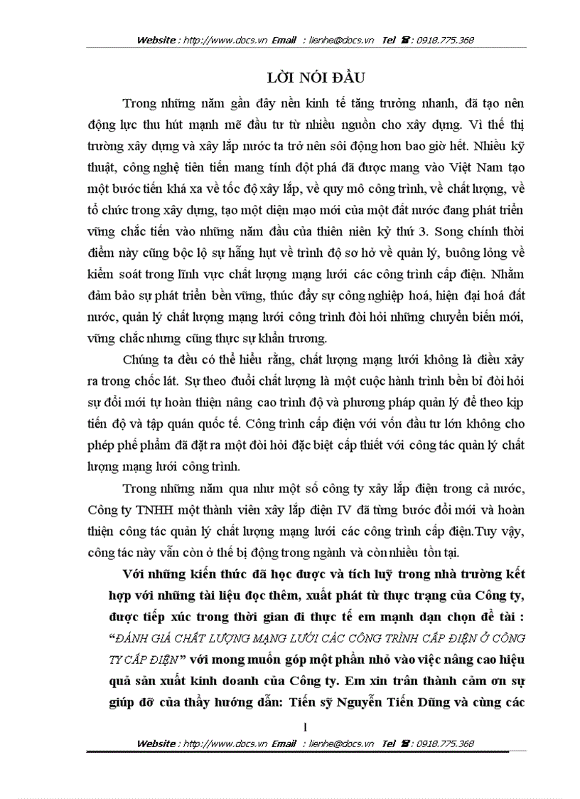 image for page Đánh giá chất lượng mạng lưới các công trình cấp điện ở Công ty cấp điện