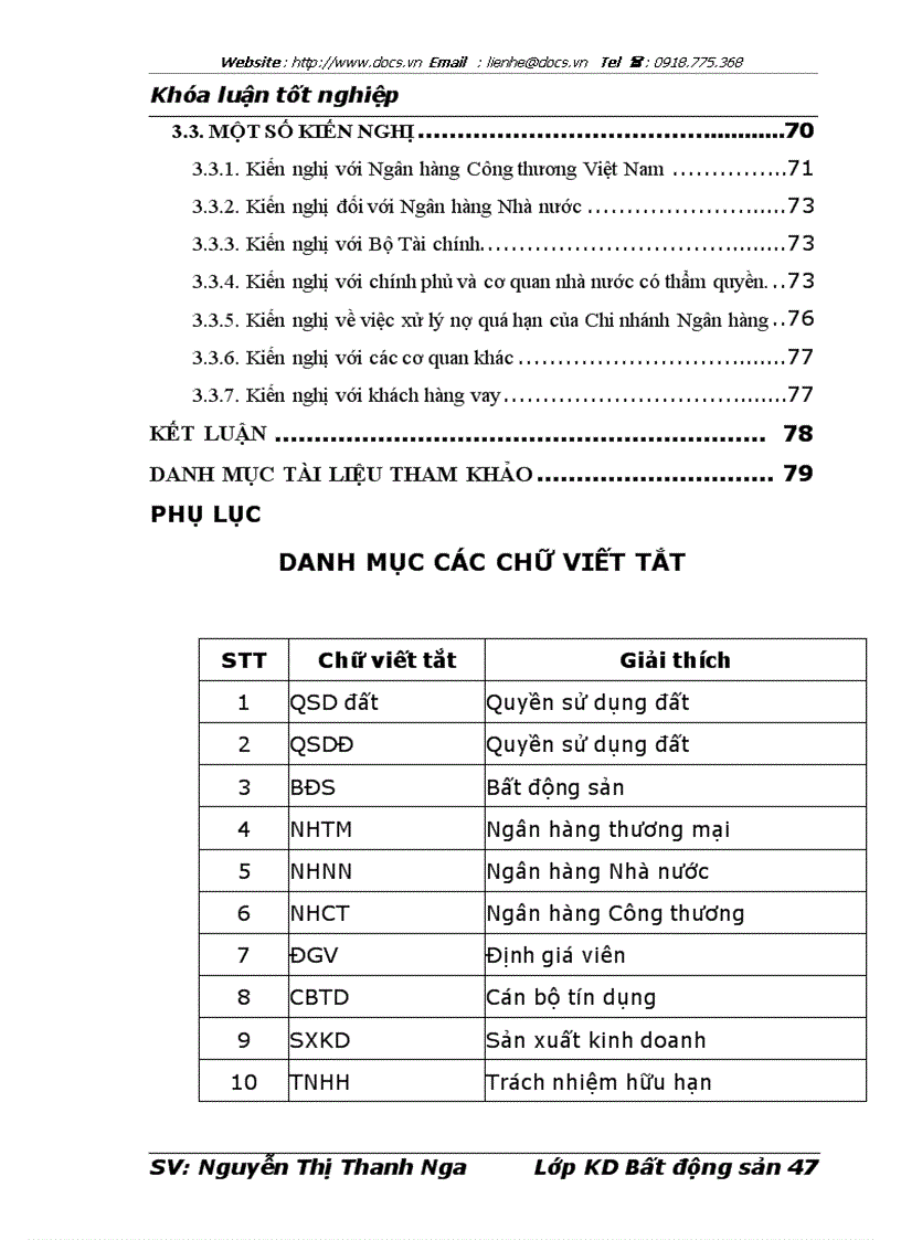 Hoàn thiện công tác định giá quyền sử dụng đất làm tài sản bảo đảm trong hoạt động cho vay tại chi nhánh ngân hàng công thương đống đa