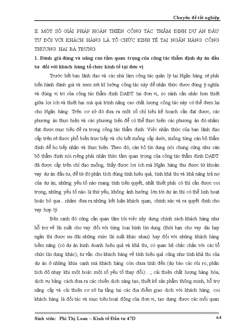image for page Công tác thẩm định dự án đầu tư đối với khách hàng là tổ chức kinh tế tại Ngân hàng Công thương Hai Bà Trưng Thực trạng và Giải pháp