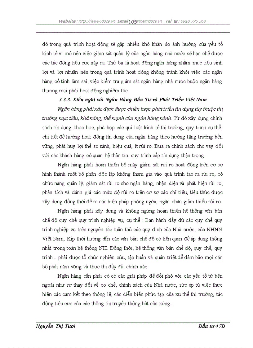 image for page Đánh giá và quản lý rủi ro đối với các dự án đầu tư tại Ngân Hàng Đầu Tư và Phát Triển Việt Nam chi nhánh Quang Trung