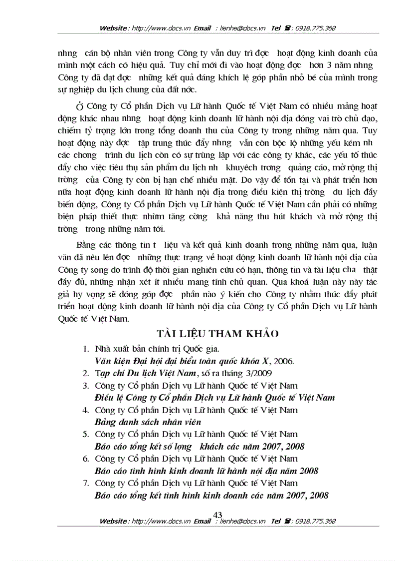 image for page Hoạt động kinh doanh lữ hành nội địa tại Công ty CP Dịch vụ Lữ hành Quốc tế Việt Nam