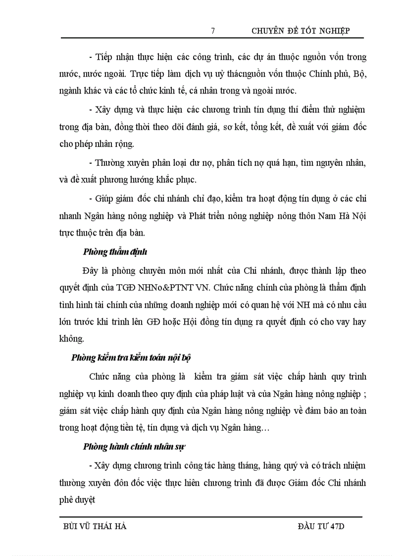 image for page Hoàn thiện công tác thẩm định dự án đầu tư vay vốn tại Ngân hàng Nông nghiệp và phát triển Nông thôn Chi nhánh Nam Hà Nội