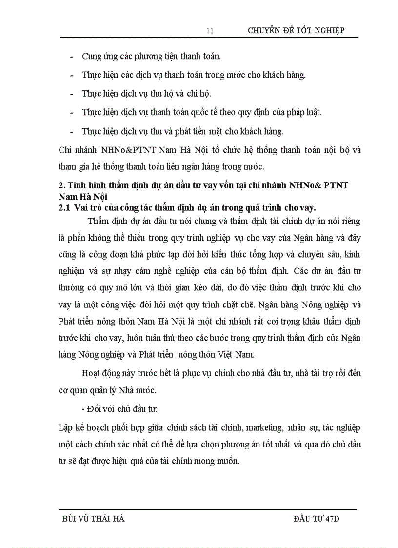 image for page Hoàn thiện công tác thẩm định dự án đầu tư vay vốn tại Ngân hàng Nông nghiệp và phát triển Nông thôn Chi nhánh Nam Hà Nội