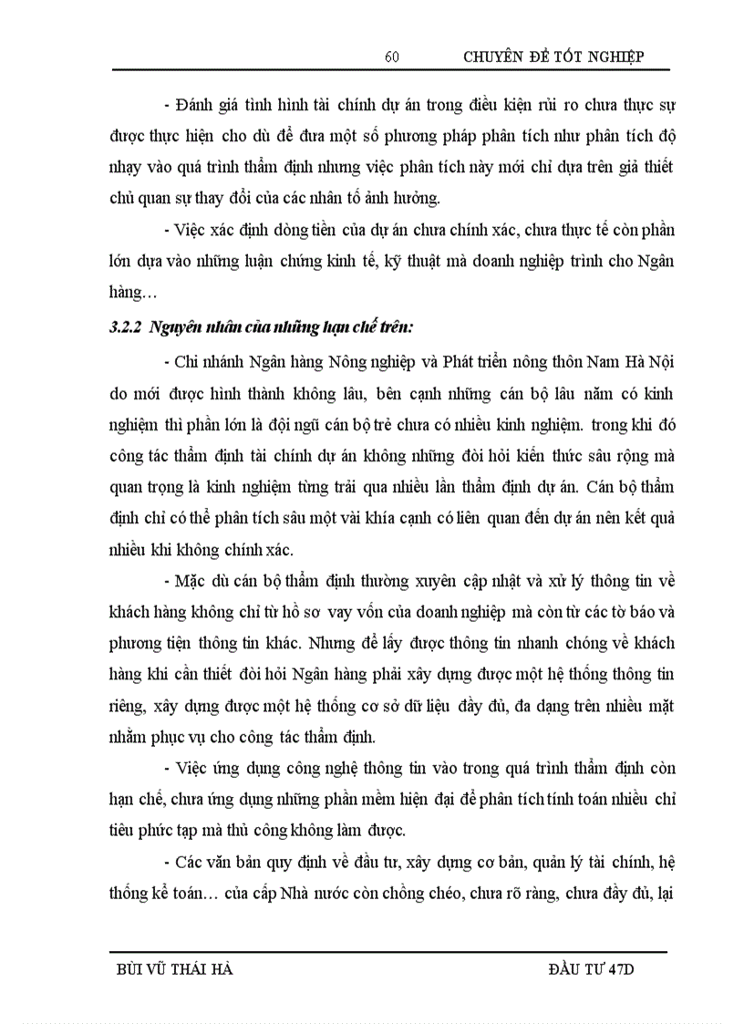 image for page Hoàn thiện công tác thẩm định dự án đầu tư vay vốn tại Ngân hàng Nông nghiệp và phát triển Nông thôn Chi nhánh Nam Hà Nội