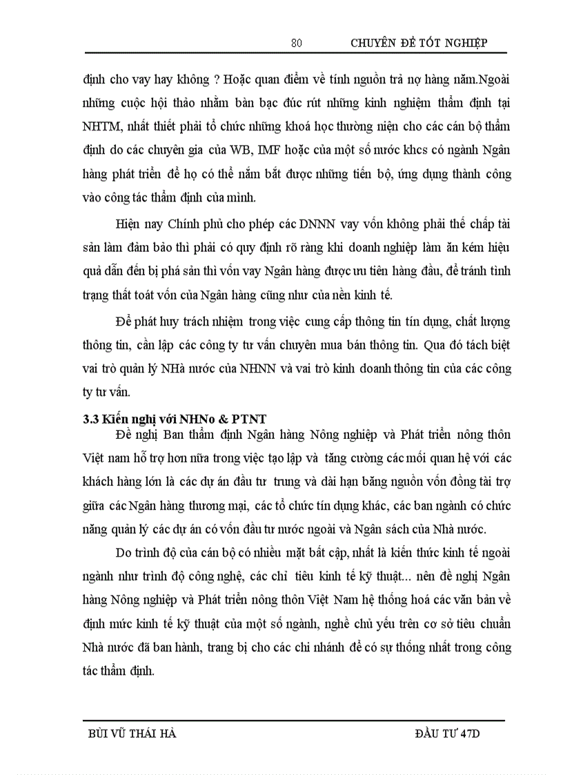 image for page Hoàn thiện công tác thẩm định dự án đầu tư vay vốn tại Ngân hàng Nông nghiệp và phát triển Nông thôn Chi nhánh Nam Hà Nội
