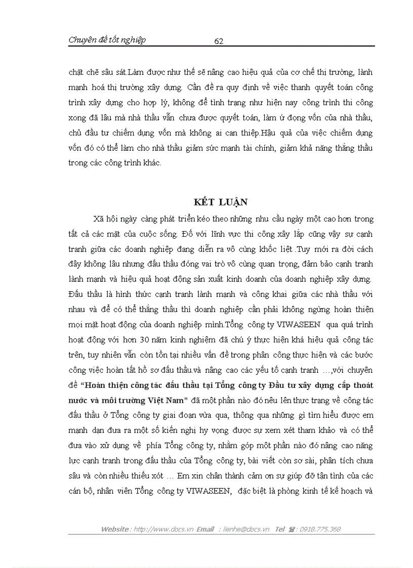 image for page Hoàn thiện công tác đấu thầu ở Tổng công ty đầu tư xây dựng cấp thoát nước và môi trường Việt Nam VIWASEEN