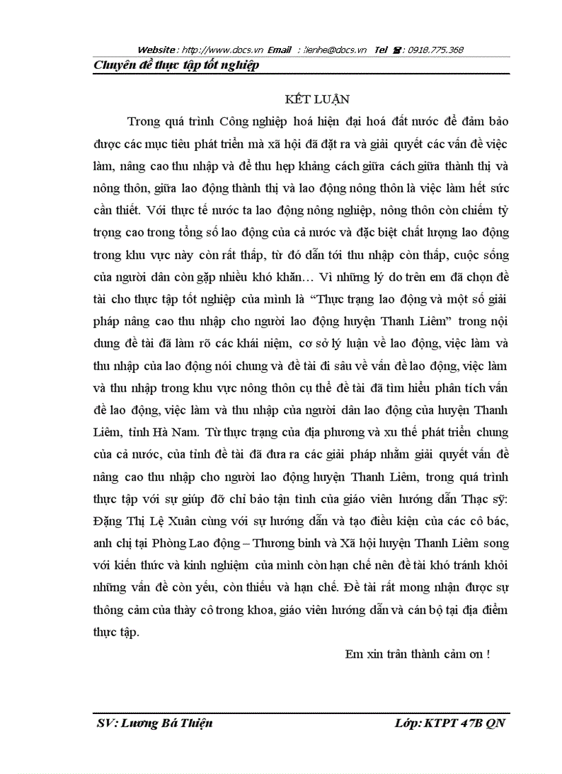 image for page Thực trạng lao động và một số giải pháp nâng cao thu nhập cho người lao động huyện Thanh Liêm