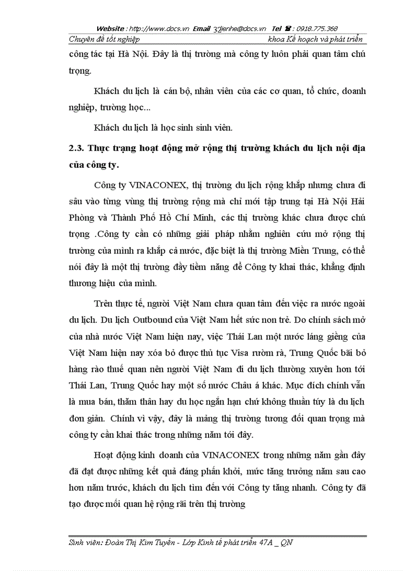 image for page Một số giải pháp mở rộng thị trường du lịch nội địa của Công ty cổ phần đầu tư và phát triển du lịch VINACONEX VINACONEX ITC