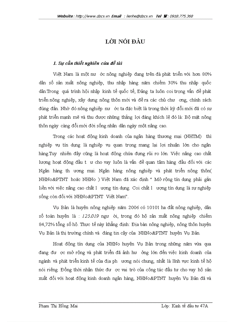 image for page Hoạt động đầu tư cho vay đối với hộ sản xuất tại ngânhàng NHNo PTNT AgriBank Chi nhánh huyện Vụ Bản