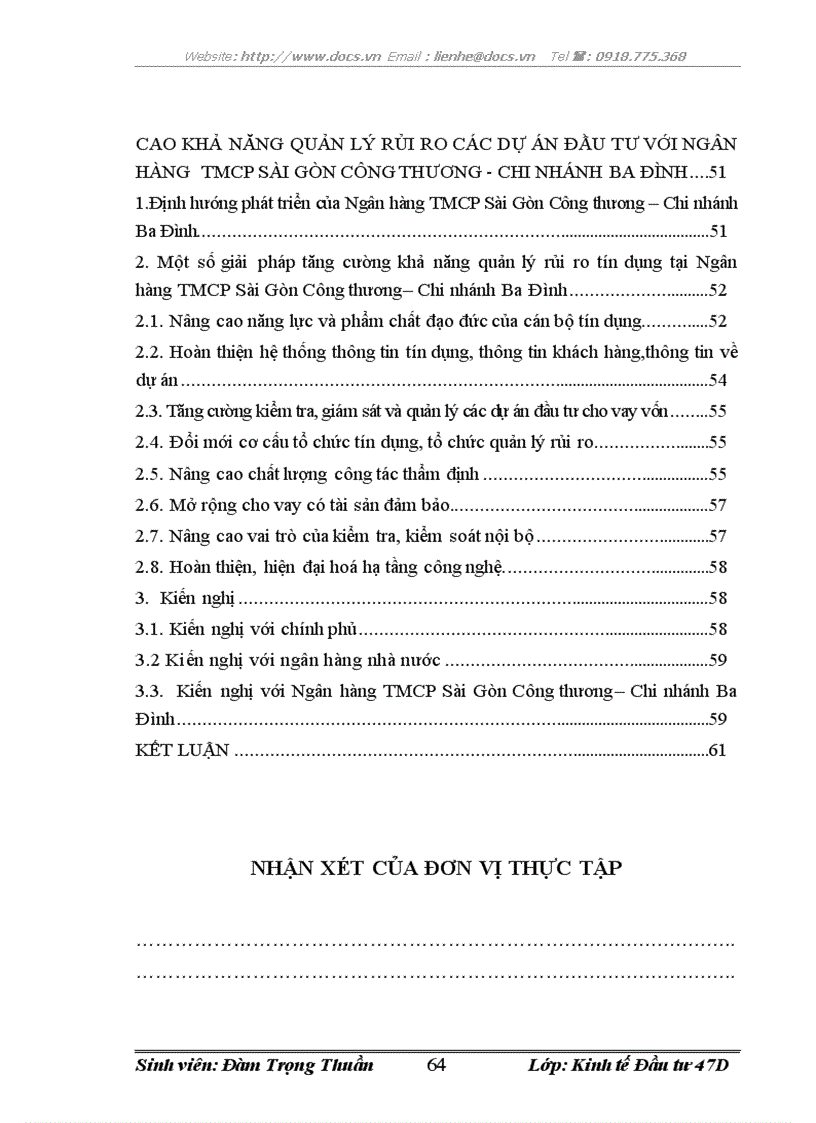 image for page Quản lí rủi ro các dự án đầu tư tại Ngân hàng TMCP Sài Gòn Công thương chi nhánh Ba Đình Hà Nội