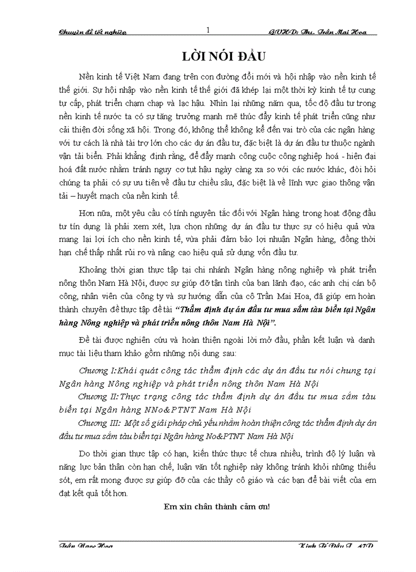 image for page Thẩm định dự án đầu tư mua sắm tàu biển tại Ngân hàng Nông nghiệp và phát triển nông thôn Nam Hà Nội