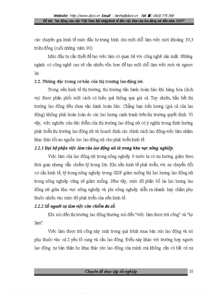 image for page Tác động của việc Việt Nam hội nhập kinh tế đến việc làm của lao động nữ đến năm 2020