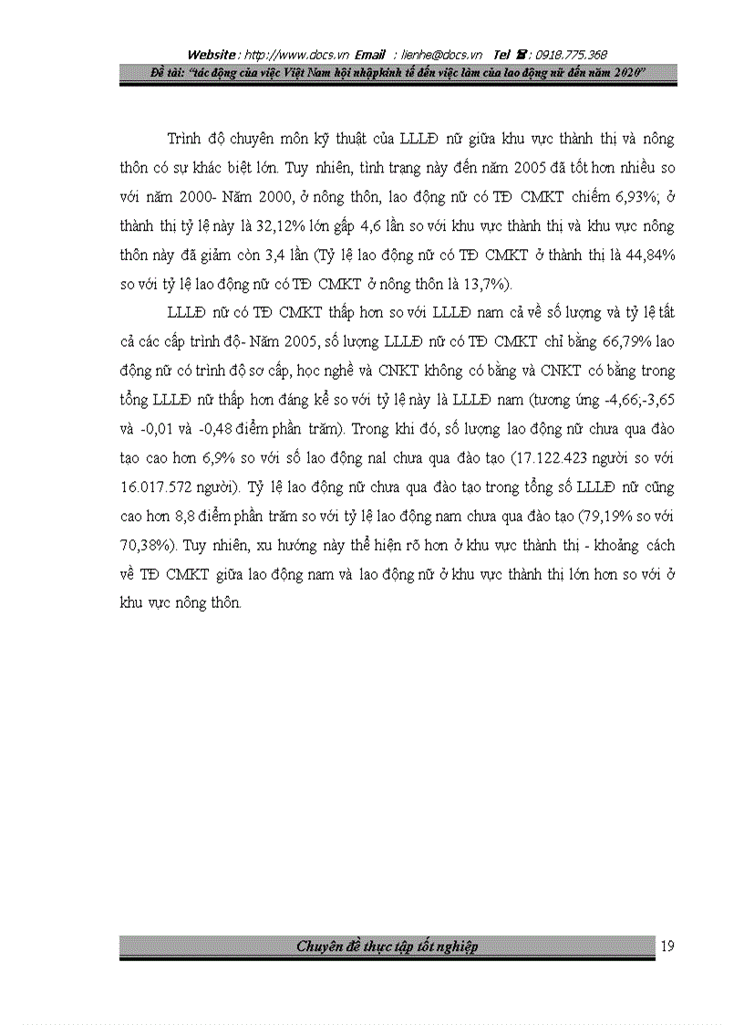 image for page Tác động của việc Việt Nam hội nhập kinh tế đến việc làm của lao động nữ đến năm 2020