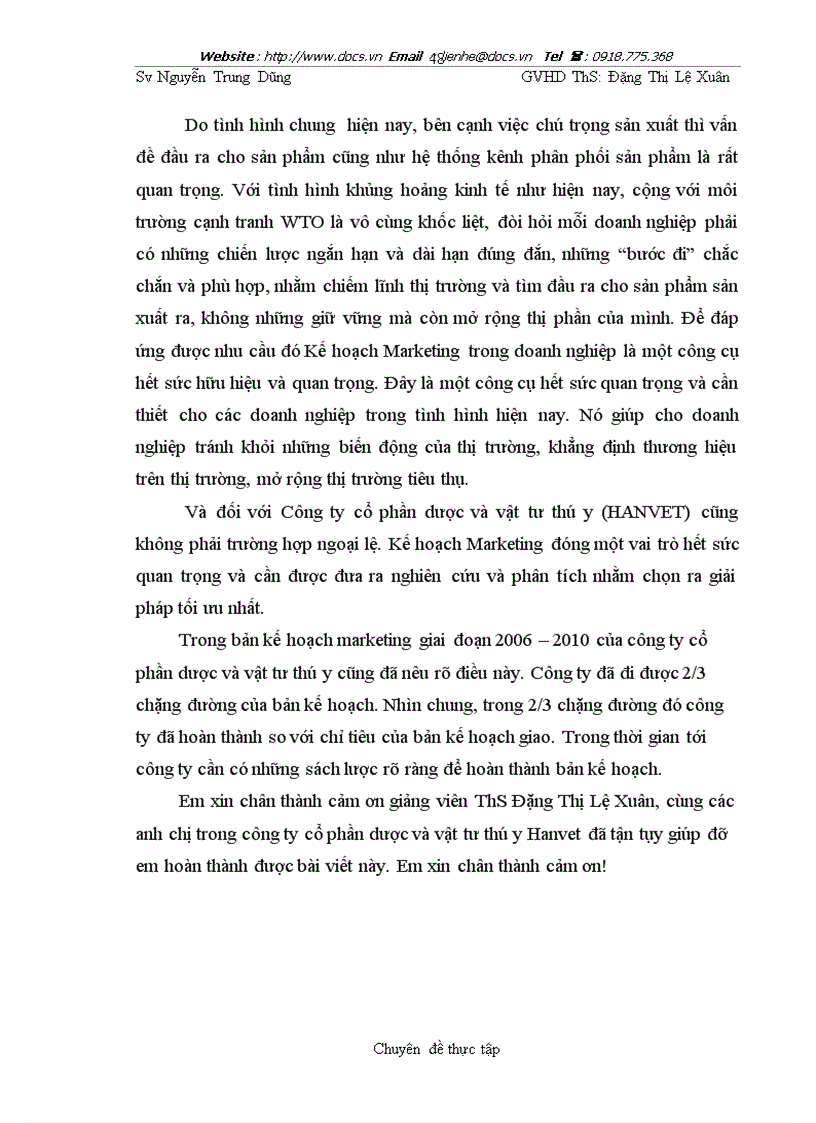 image for page Thực trạng và những giải pháp thực hiện kế hoạch marketing của Công ty Cổ phần Dược và Vật tư thú y HANVET giai đoạn 2006 2010