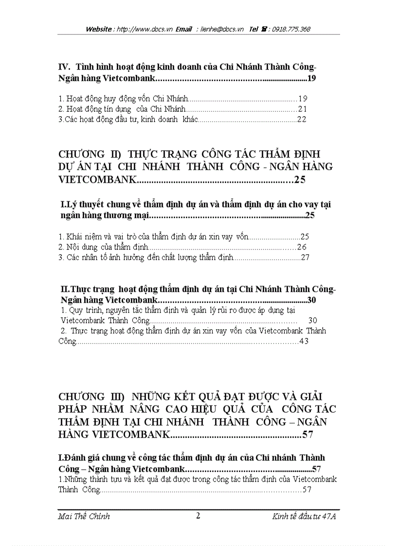 image for page Thực trạng và giải pháp nâng cao hiệu quả công tác thẩm định dự án tại Chi nhánh Thành Công ngânhàng NHTMCP Ngoại Thương VietcomBank